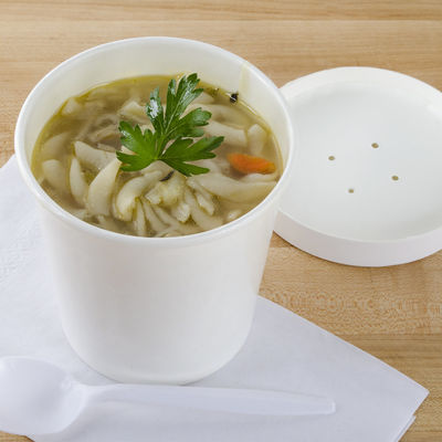 وعاء الحساء الورقي القابل للتسميد للطعام شوربة السماد المخصص مع وعاء ورقي بغطاء
