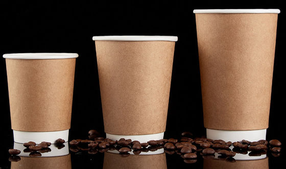 فناجين قهوة ورقية جوفاء مزدوجة الطبقات سميكة يمكن التخلص منها 8 أونصة إلى 22 أونصة