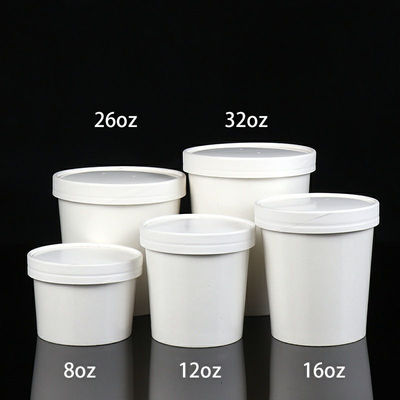 8-32oz كأس حساء ورقي مع غطاء ورق شوربة يمكن التخلص منه للبيع