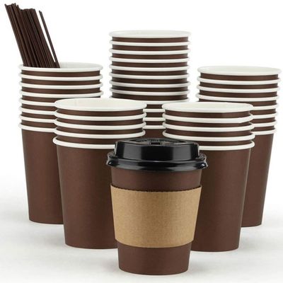 كوب قهوة ورقية بطبقة مزدوجة يمكن التخلص منها مع غطاء أكواب قهوة ورقية للوجبات الجاهزة