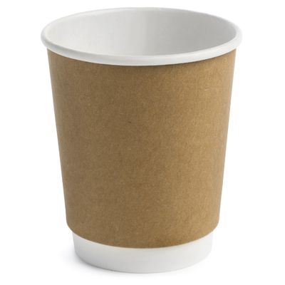 أكواب ورقية قابلة للتحلل قابلة للتحلل باللون البني 10 أونصات للقهوة والعصير والحليب وحاوية الشاي