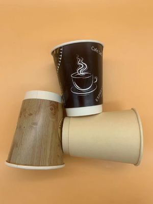 مطعم واحد PE 16oz مشروبات ساخنة وباردة أكواب ورق كرافت قابلة للتحلل